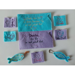 Stickserie - ITH Christliche Motive 13x Schokohülle 2x Anhänger Danke